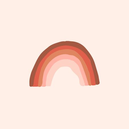 Terra bohemian aesthetic rainbow art print. Trendy abstract hand drawn natural background. Earthy simple scandinavian poster for nursery, fashion, interiorのイラスト素材