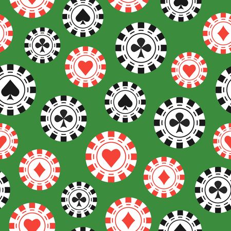 Casino game chips flat style seamless patternのイラスト素材