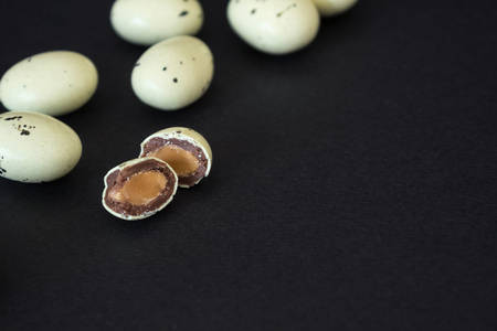 Chocolates wirh peanut Quail eggs. Easter concept. Food photo.の写真素材
