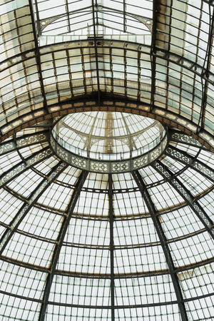 Glass dome of shopping gallery. Milan, Italy. Details of architectureのeditorial素材