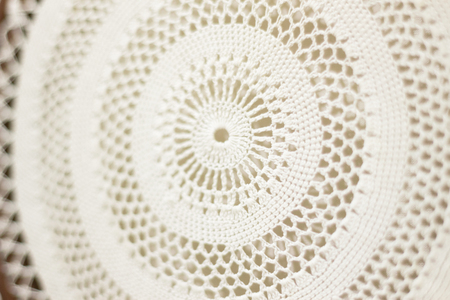 Texture of crocheted napkin. Selective focus, defocusの写真素材