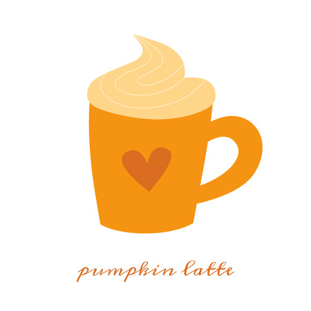 Pumpkin latte hand drawn vector illustration of a series of recipes with pumpkinのイラスト素材