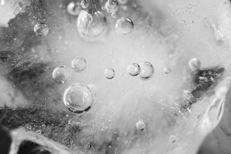 Water Ice texture on black background. Close up, macroの写真素材