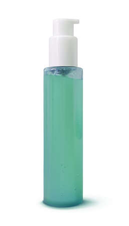 Facial cleanser realistic cosmetic bottle mock-up isolated on white background. 3d vector illustration beauty product containerのイラスト素材