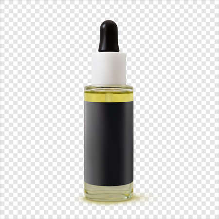 Oil facial serum cosmetic bottle realistic illustration isolated. 3d vector beauty product mock upのイラスト素材