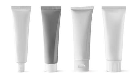 Cosmetic tubes set isolated realistic 3d vector illustrationのイラスト素材