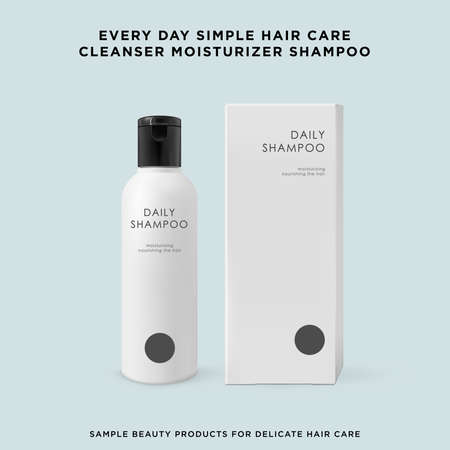 Bottle for beauty cosmetic product and box mockup. Shampoo packaging realistic vector illustrationのイラスト素材