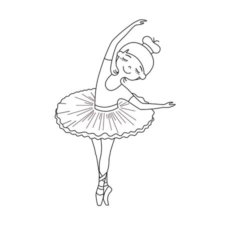 Vector black contour of nice little ballet dancerのイラスト素材
