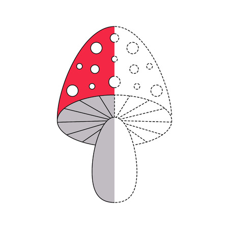 Vector drawing worksheet for kids Simple educational game for kids. Illustration of mushroom for toddlersのイラスト素材