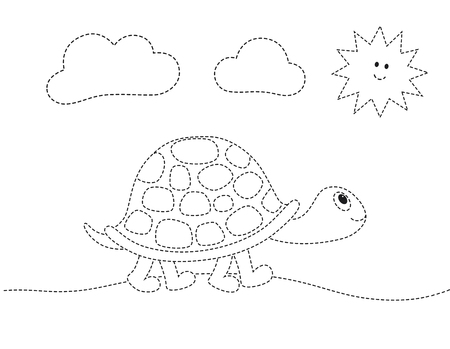 Vector drawing worksheet for kids Simple educational game for kids. Illustration of turtle for toddlersのイラスト素材