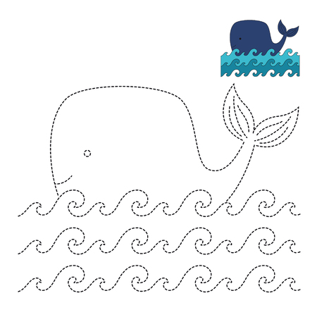 Vector illustration of whale for coloring bookのイラスト素材