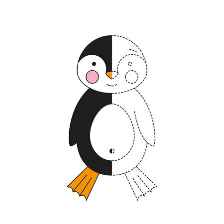 Vector illustration of funny penguin for coloring bookのイラスト素材
