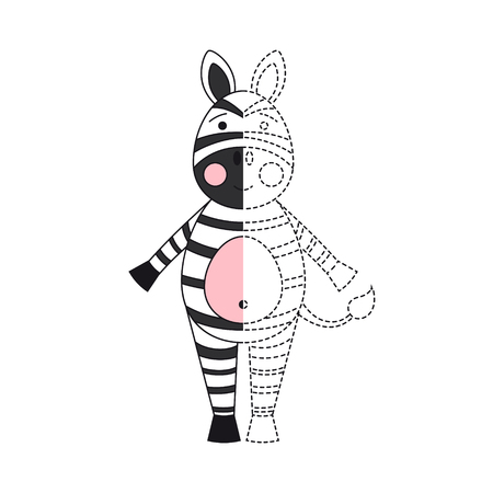 Vector illustration of funny zebra for coloring bookのイラスト素材