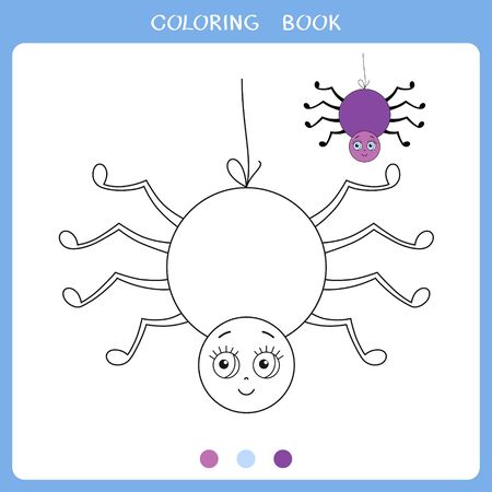 Vector illustration of cute spider for coloring bookのイラスト素材