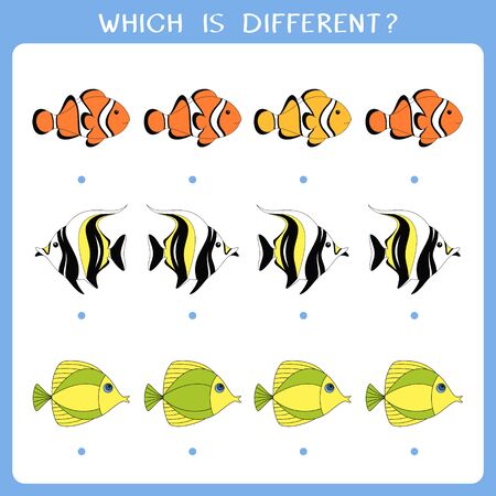 Simple logic game for kids. Find the odd one in the group. Vector illustrationのイラスト素材