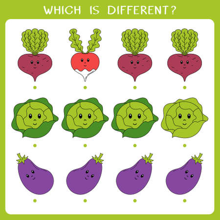 Simple logic game for kids. Find the odd one in the group. Vector worksheetのイラスト素材