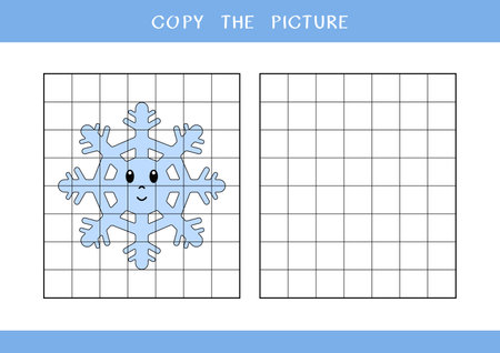Copy the picture of cute snowflake. Simple educational game for kids. vector worksheetのイラスト素材