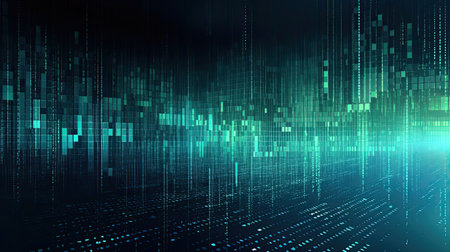 Big data abstract background. Technology network concept. Futuristic global database visualization. Neon multicolor effect. AI Generative.の素材