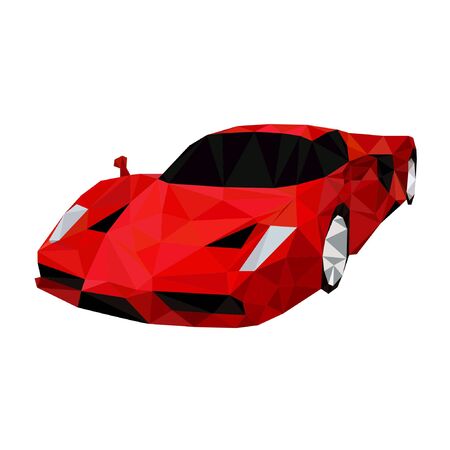 Colorful polygonal style design of red sport carのイラスト素材