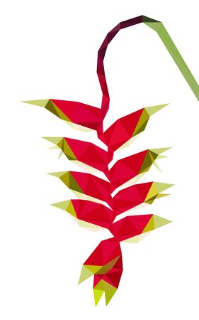 Colorful polygonal style design of blooming tropical red flowerのイラスト素材