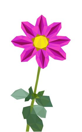 Colorful polygonal style design of blooming pink flowerのイラスト素材