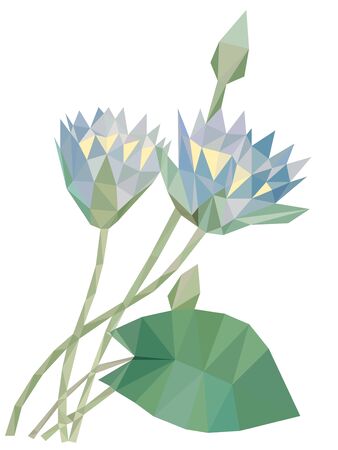 Colorful polygonal style design of blossoming dusty blue flowerのイラスト素材