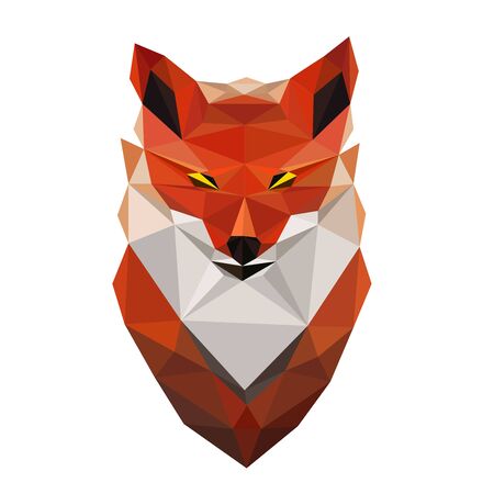 Colorful polygonal style design of wild red foxのイラスト素材