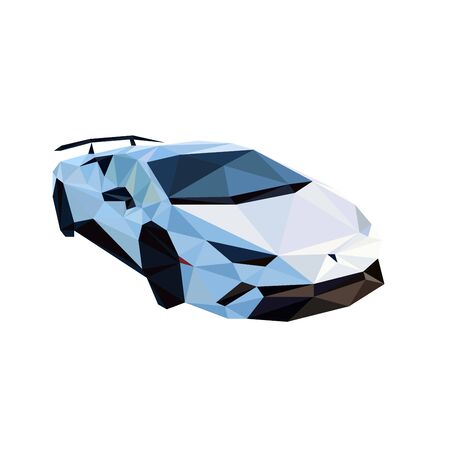 Colorful polygonal style design of white speed carのイラスト素材