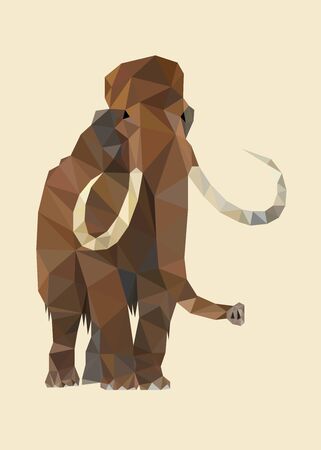Colorful polygonal style design of ice age mammothのイラスト素材