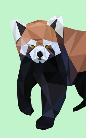 Colorful polygonal style design of wild red pandaのイラスト素材