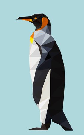 Colorful polygonal style design of wild african penguinのイラスト素材