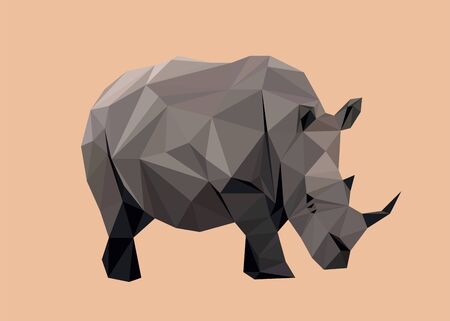 Colorful polygonal style design of wild rhinoceros in grey colorsのイラスト素材