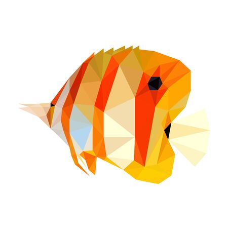 Colorful polygonal style design of striped orange fishのイラスト素材