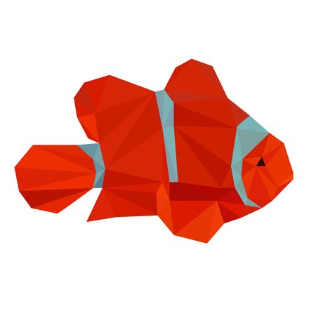 Colorful polygonal style design of striped red fishのイラスト素材