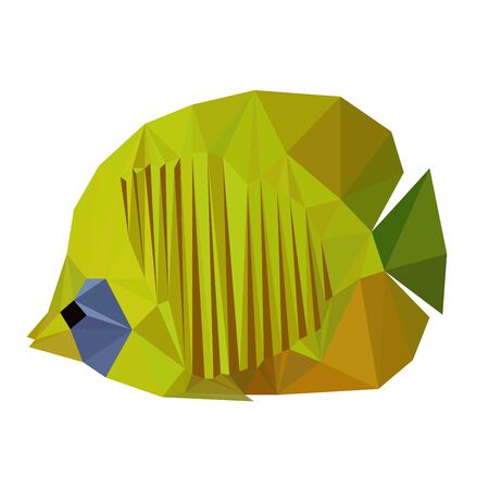 Colorful polygonal style design of yellow fishのイラスト素材