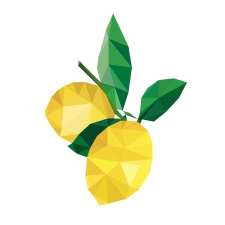 Colorful polygonal style design of lemon fruitsのイラスト素材