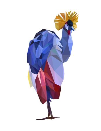 Colorful polygonal style design of tropical bird in blue and purple colorsのイラスト素材