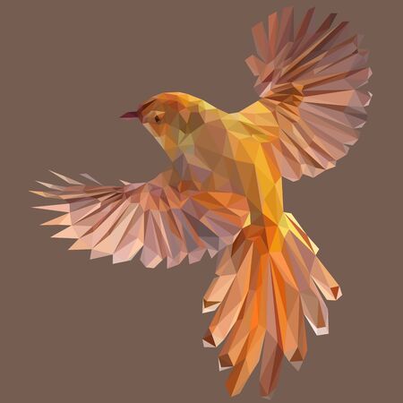 Colorful polygonal style design of flying orange gold birdのイラスト素材