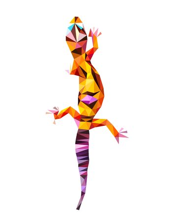 Colorful polygonal style design of wild orange and violet lizardのイラスト素材