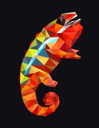 Colorful polygonal style design of wild reptile chameleonのイラスト素材