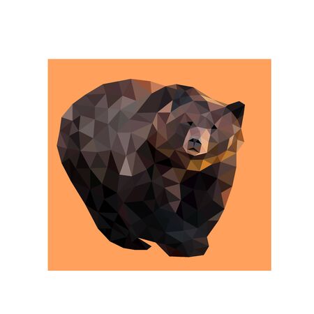 Polygon origams line brown bearのイラスト素材