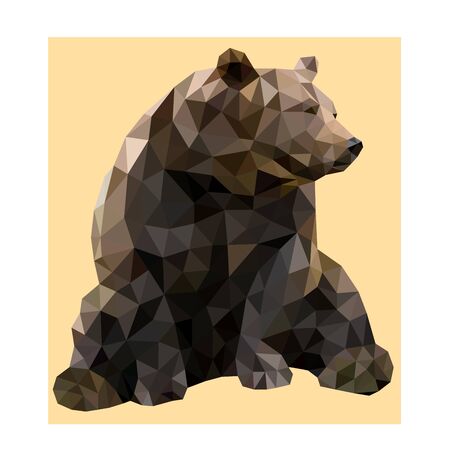 Polygon origams lines brown bearのイラスト素材