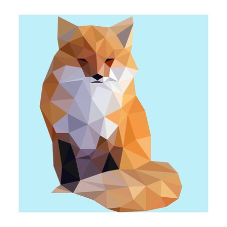 Polygon vector cute wild red foxのイラスト素材