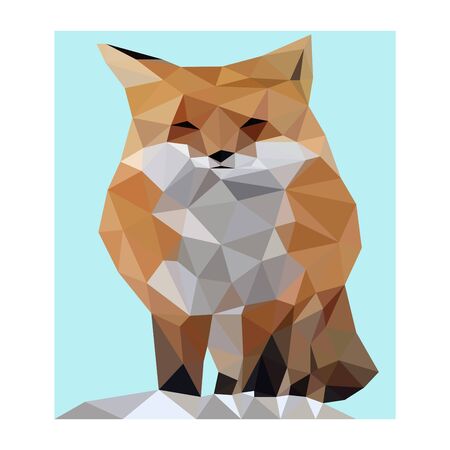 Polygon vector cute wild foxのイラスト素材