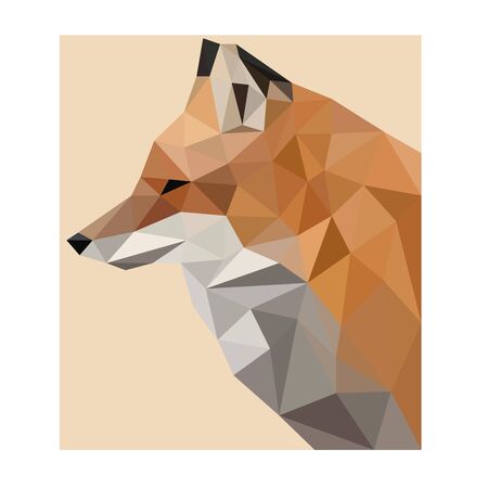 Low poly wild vector fox headのイラスト素材