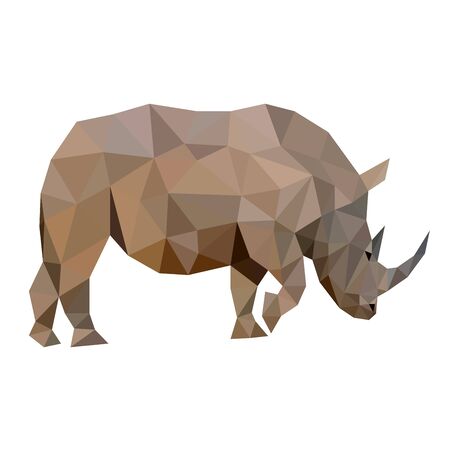 Polygon vector cute wild strong rhinoのイラスト素材