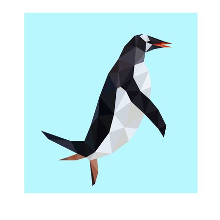 Colorful polygonal style design of penguinのイラスト素材