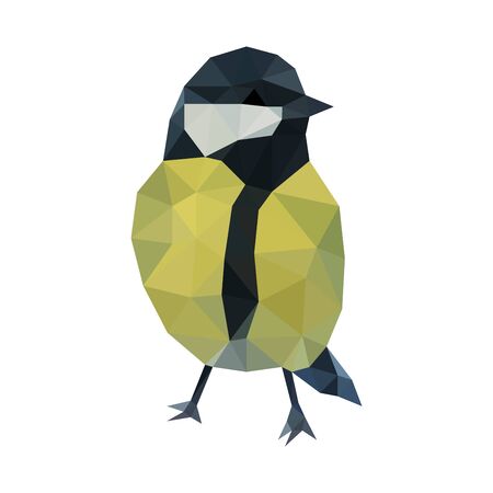 Colorful polygonal style design of titmouseのイラスト素材