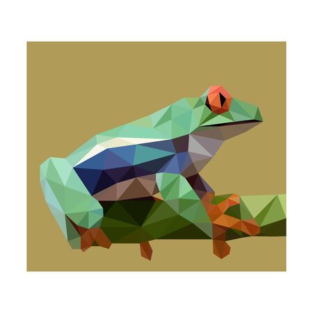 Low poly illustration of frogのイラスト素材