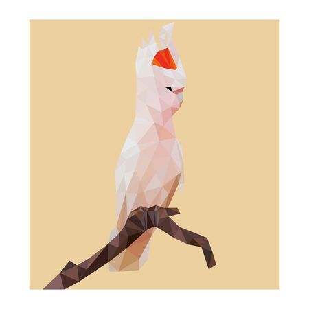 Low poly illustration of pink parrotのイラスト素材